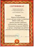 Сертификат об участии в районных педагогических чтениях